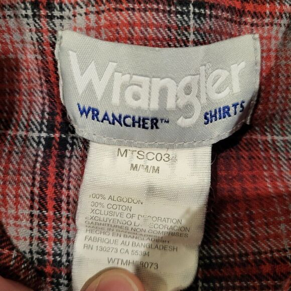 Wrangler Wrancher Shirts Pearl Snap Flannel Button Up Shirt Women's Size Medium - Picture 4 of 6